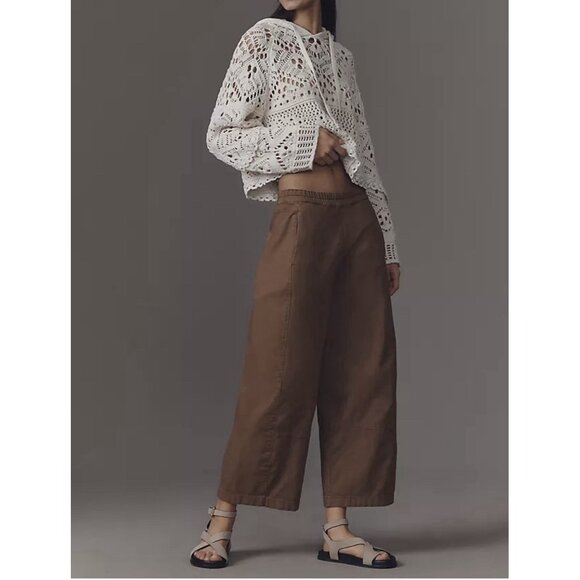 NWT Size XXS - Anthropologie The Izzie Relaxed Pull-On Cotton Barrel Pants - Picture 1 of 16